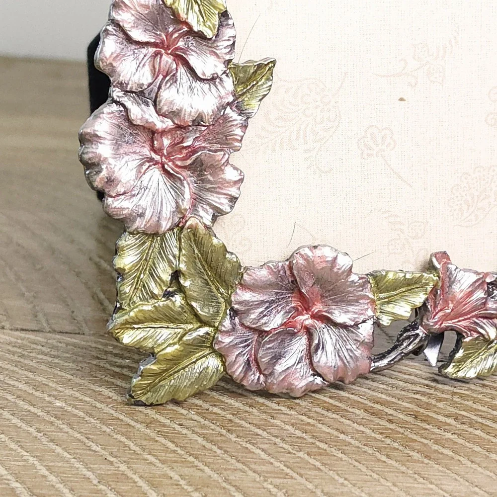 Bijou Picture Frame Flowers Enamel Floral Portrait Frame 4x6